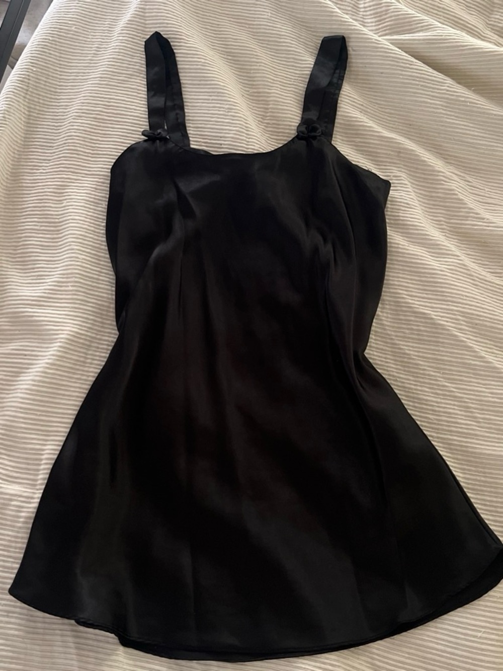 Black Satin slip dress with Bow-Strap Detail